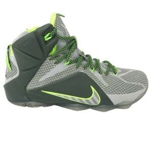 (T5)Nike Lebron XII Dunkman Force Grey Black Green 684593-001 Size 10.5 -2014